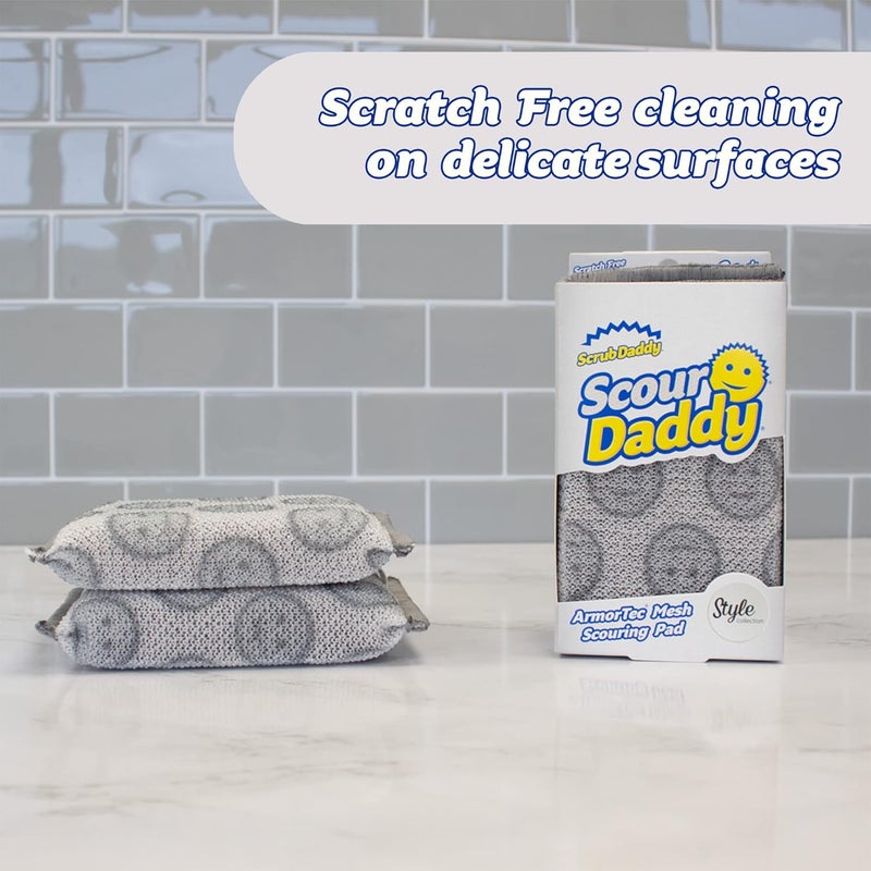 Scrub Daddy ستايل سكوار دادي، إسفنجات تنظيف غير خادشة، وسادات تنظيف، إسفنجات مطبخ للأطباق، منظف مقلاة لغسل الأطباق، مستلزمات التنظيف، إسفنجات للأطباق، عبوة من 2 - Image 5